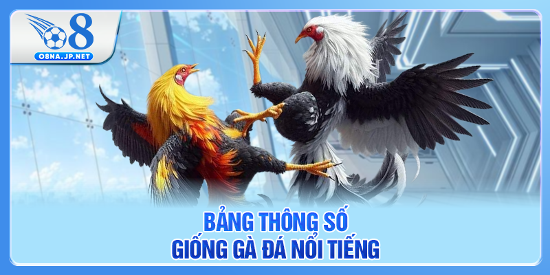 Bảng thông số giống gà đá nổi tiếng